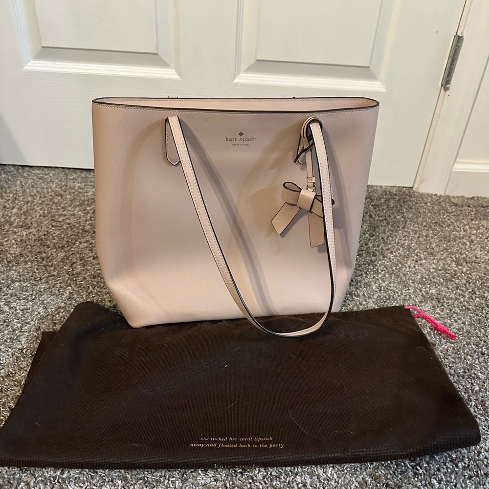 Kate Spade brynn tote warm beige bow bag